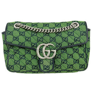 Gucci Quilted Shoulder Green Marmont Black GG Bag